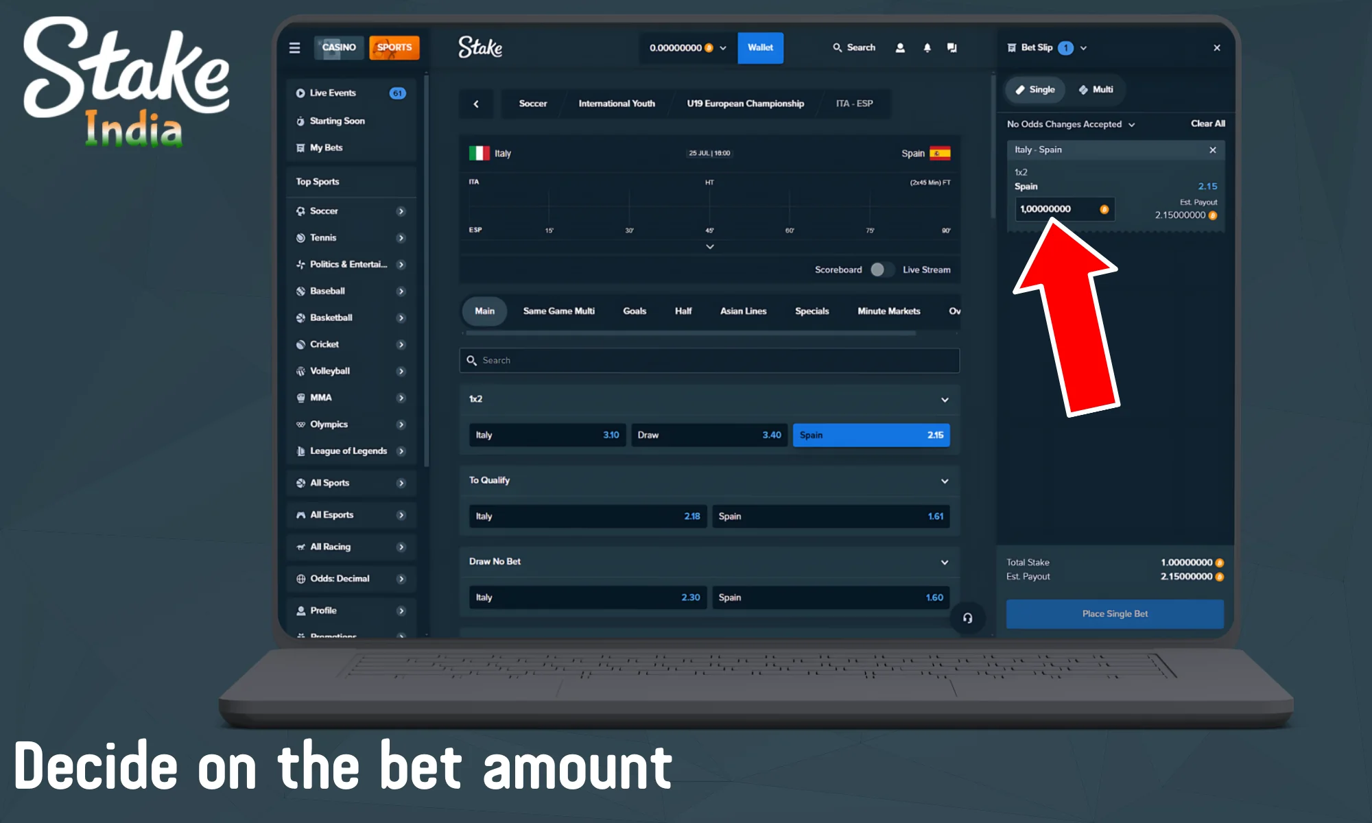 Decide on the bet amount